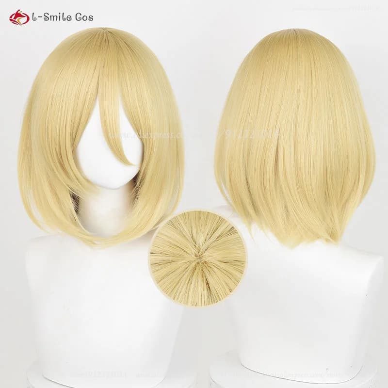 Anime Annie Leonhart Cosplay perruque 36 cm doré femme Titan Annie Leonhart Anime perruque résistant