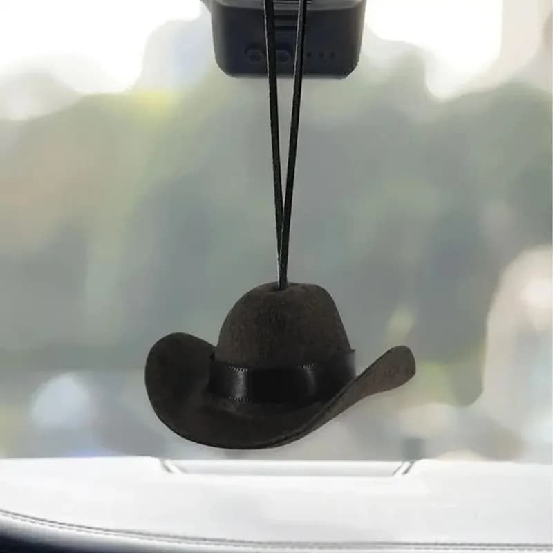 Ornement de voiture de chapeau de cowboy mignon – Décor pendentif en tissu pour femmes et hommes, ac