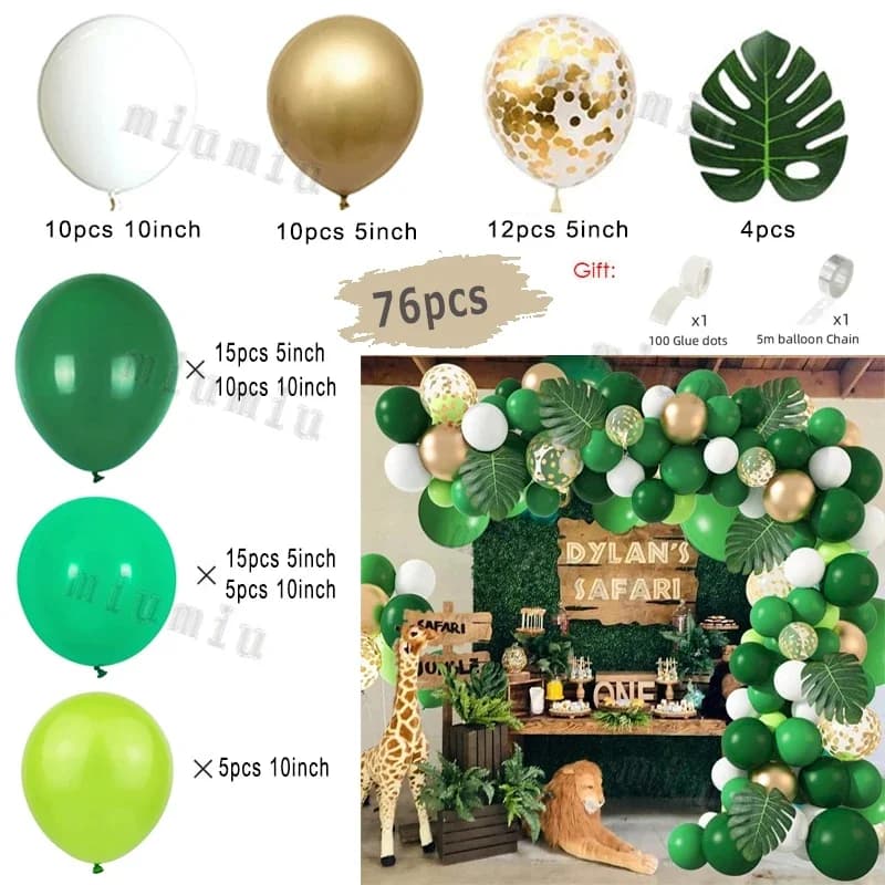 Kit d'arche de guirlande de ballons sur le thème de la faune vert sauge et marron, imprimé cerf pour