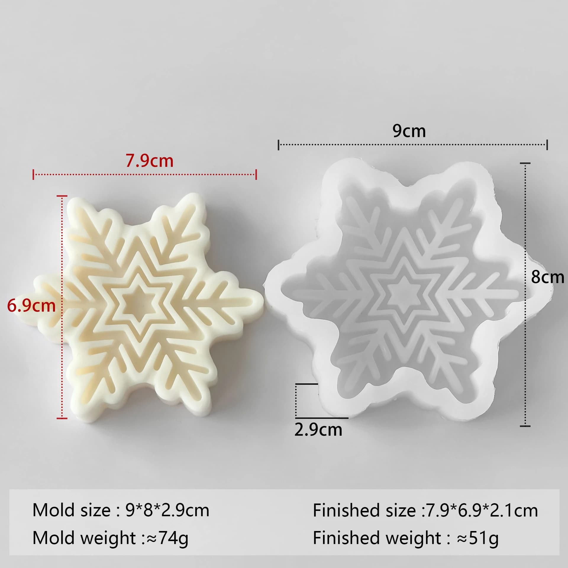 Moule en Silicone pour bougie flocon de neige, bricolage, savon de noël, cire fondue, décor en pierr