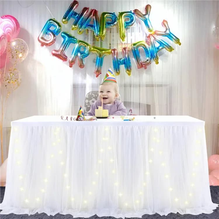 Jupe de table en tulle 6FT pour baby shower, mariage, anniversaire, bar, maison, décoration de la Sa