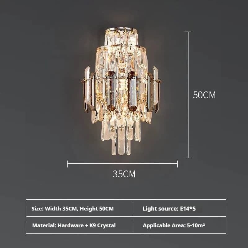 Lampe murale en cristal pour salon, éclairage d'escalier, lampe de chevet, décoration de fond de tél