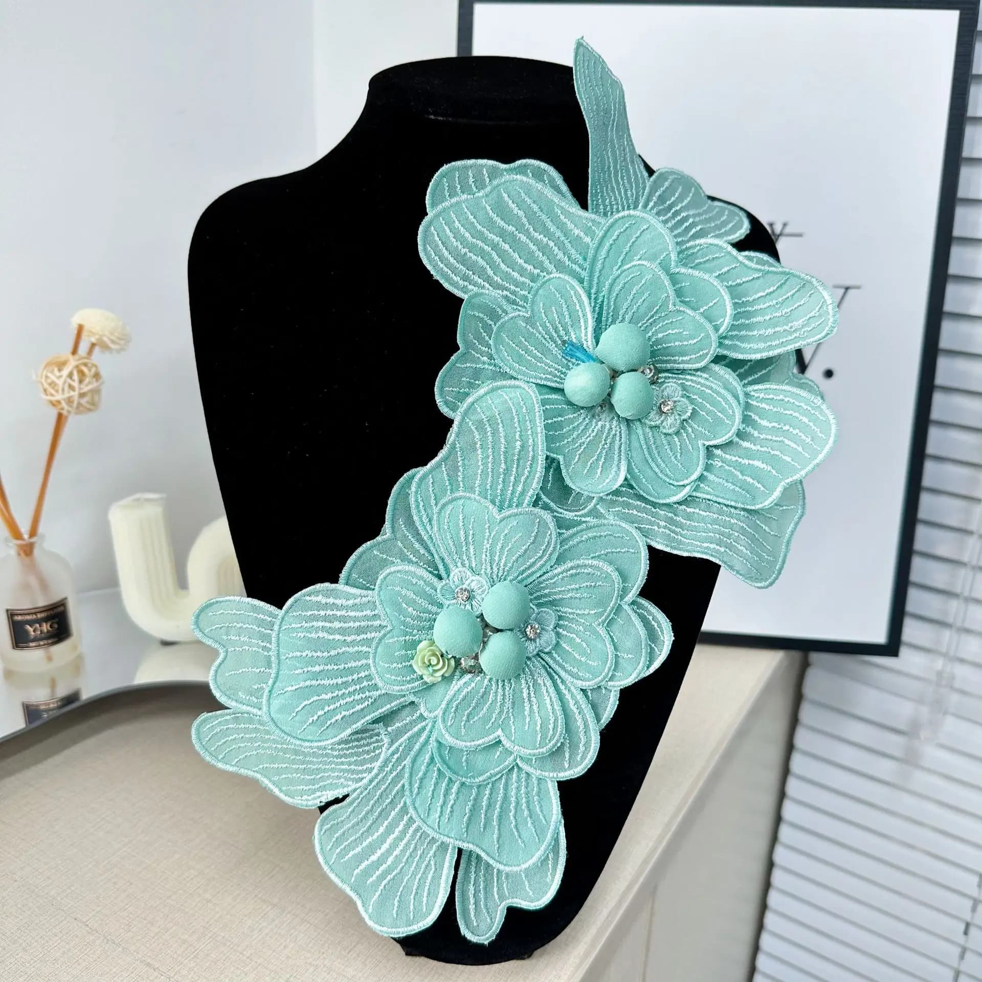 Broche en tissu, fleur décorative, grand Patch clouté brodé, accessoire de bricolage, Corsage