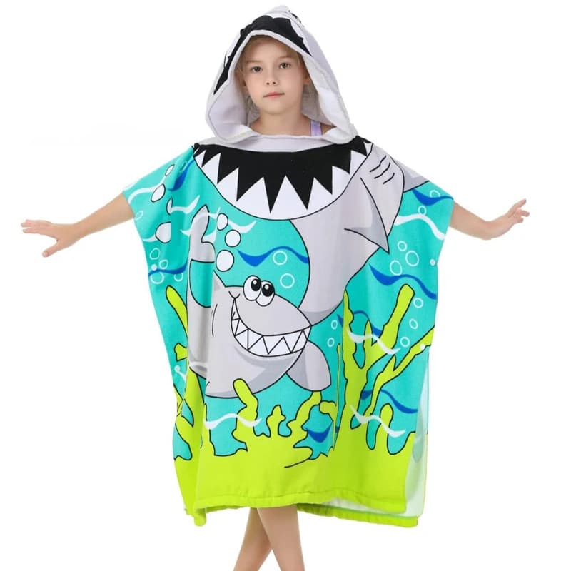 Peignoir imprimé de dessin animé pour bébé, serviette de plage licorne pour fille, garçon, requin, d