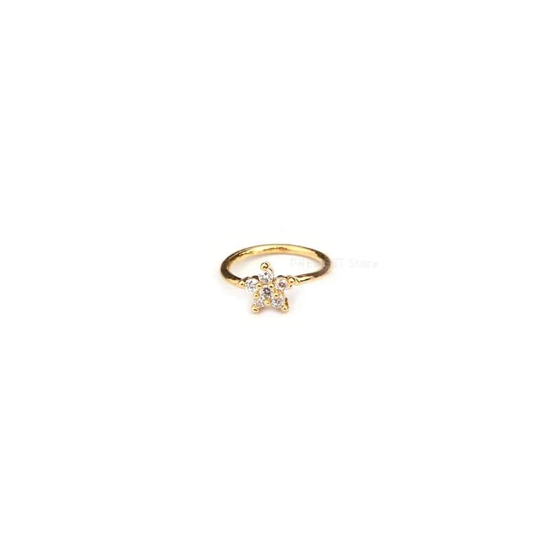 Anneaux de nez en zircone cubique pour femmes, 1 pièce, cerceau de fleur pliable, Tragus, oreille, C