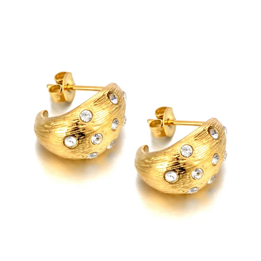 Lokaer marque de luxe incrustation CZ cristal grosses boucles d'oreilles pour les femmes 18K plaqué