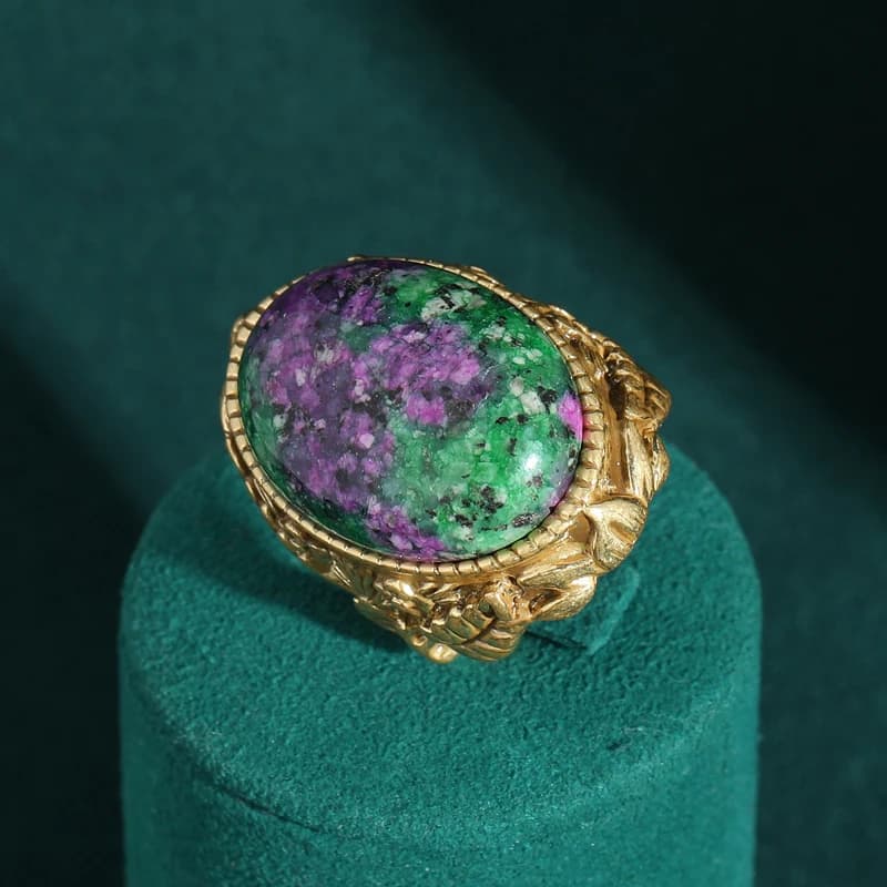 Bagues ovales en pierre violette, bijoux anciens, couleur or Vintage naturel, ouvert, accessoires de