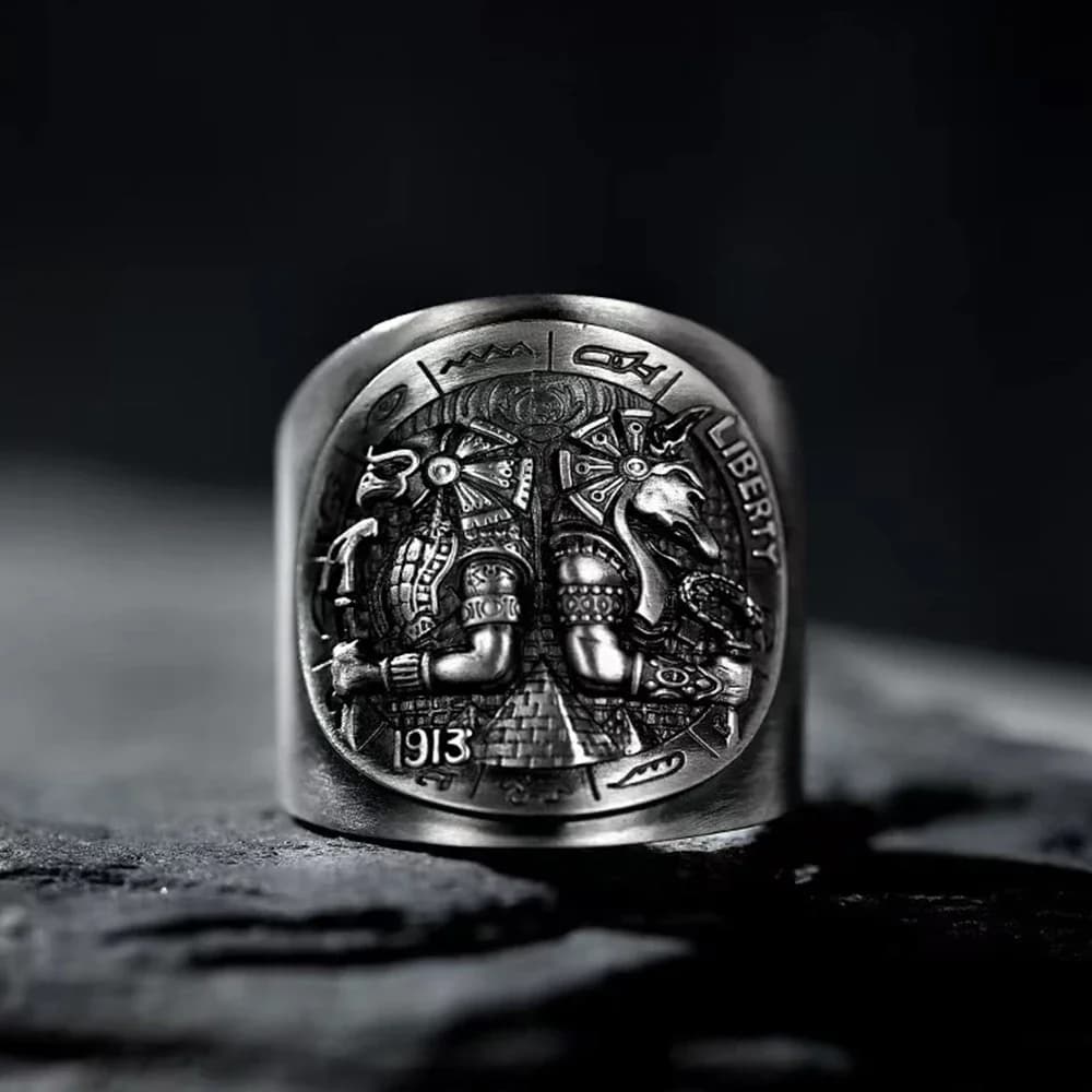 Bague ouverte en argent thaïlandais de l'egypte ancienne, bagues Vintage de la mythologie de la mort