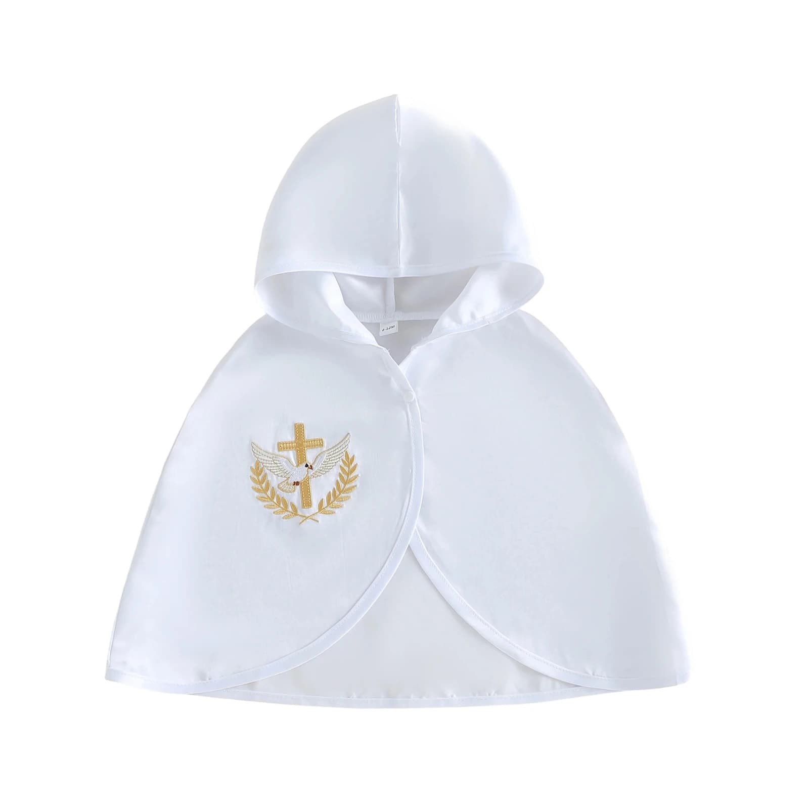 Cape de baptême pour bébé avec capuche, colombe de la paix croisée, Cape à capuche brodée, Poncho bl