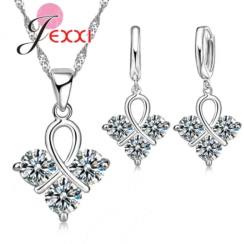 Ensemble de bijoux de mariage en argent regardé 925 pour femme, pendentif cubique, aucune forme, Nic