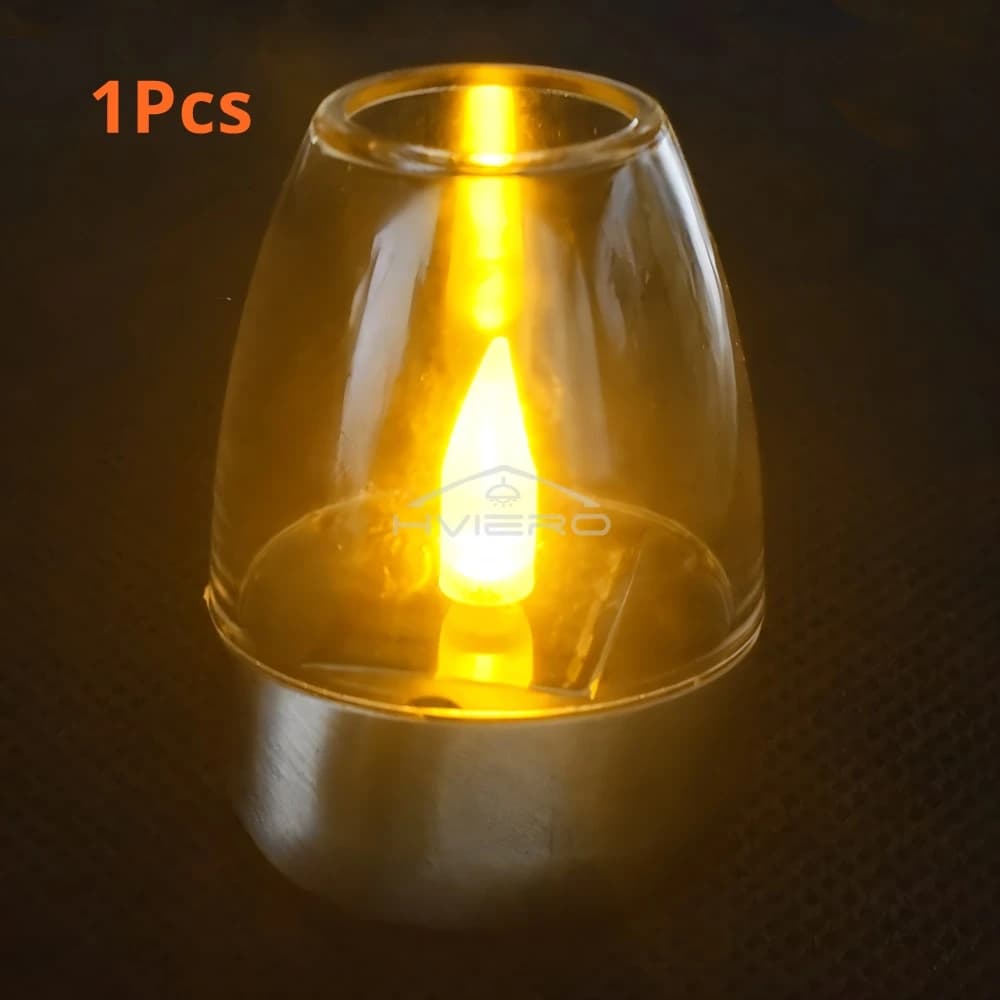 Maison lumière solaire LED bougie en acier inoxydable cour extérieure atmosphère décorative veilleus