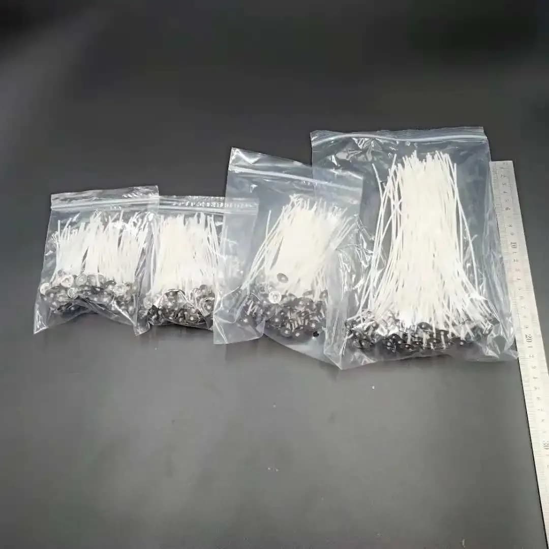 Mèches de bougies à noyau en pur coton, 100 pièces/sac, 2.5/4/5/6/7/9/15/20cm, fabrication de bougie