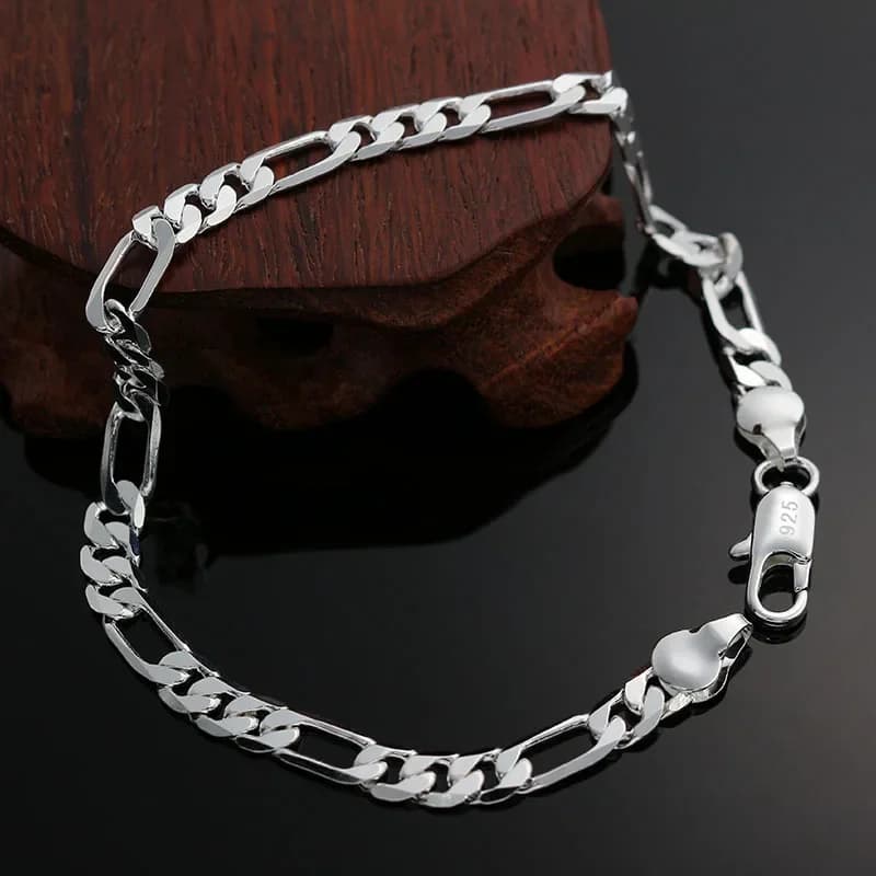Bracelet classique en argent regardé 925 pour homme et femme, breloques, chaîne latérale, bijoux de
