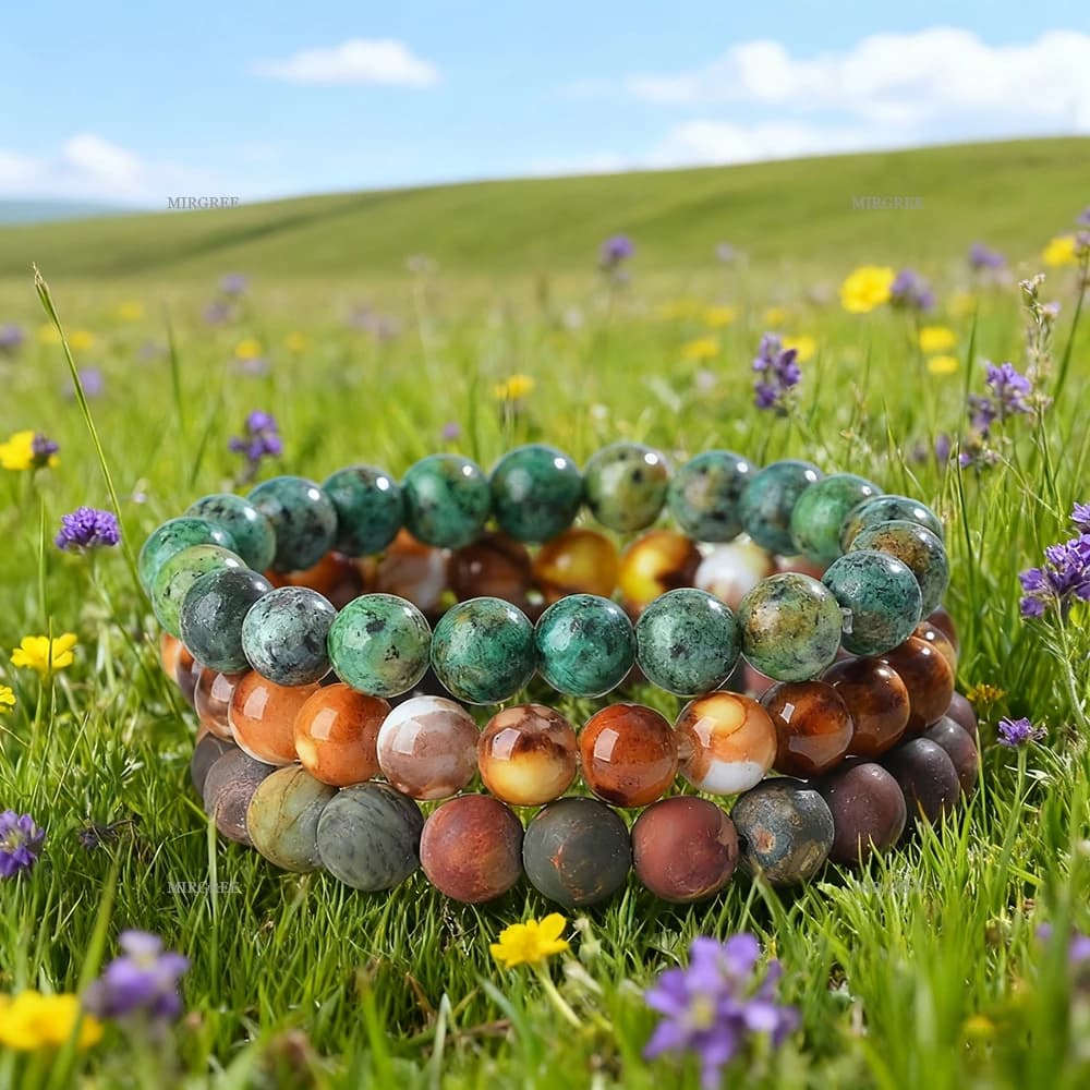 Bijoux en perles de pierre multicolores pour hommes et femmes, accessoires de Yoga de méditation spi
