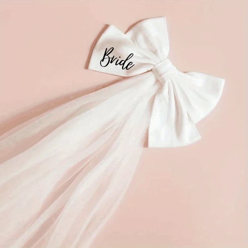 Voile blanc avec nœud pour future mariée (1 pièce) - Décoration de mariage élégante, enterrement de