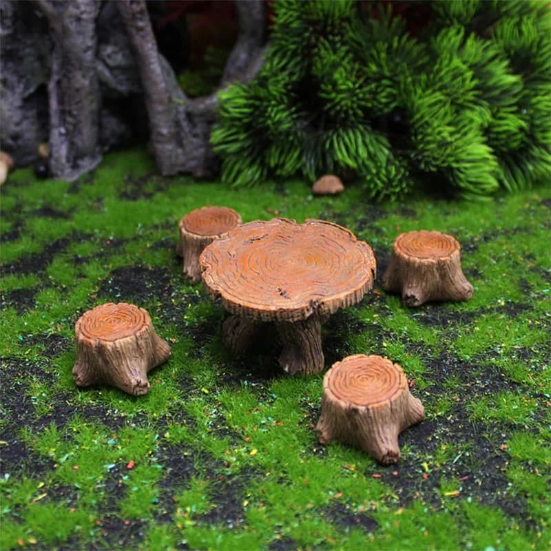 Ensemble Table et chaises miniatures d'extérieur, Mini Kit de meubles en résine pour jardin féerique