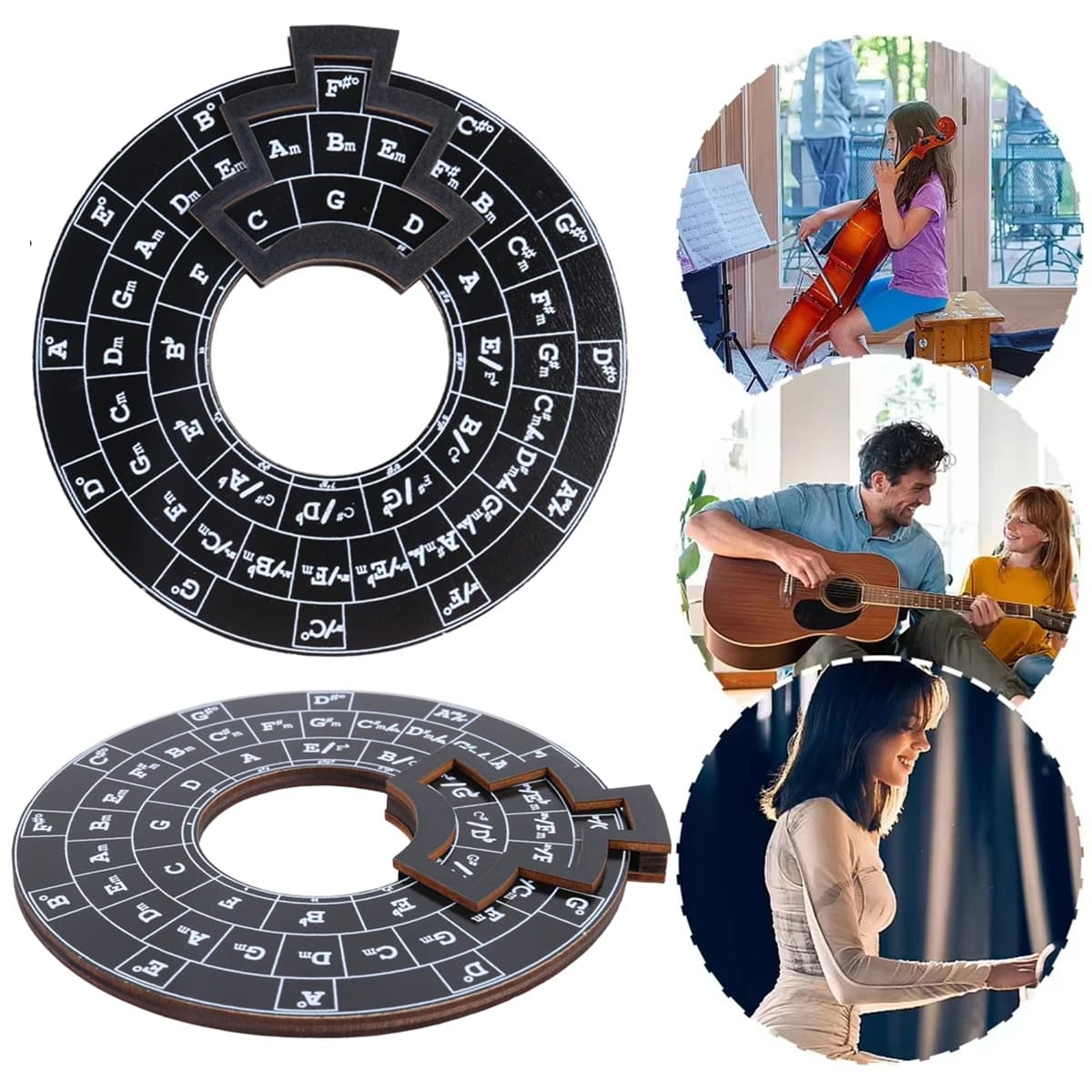Roue de mélodie en bois pour musiciens, cercle des cinquèmes, outil d'accord musical, accessoires JE