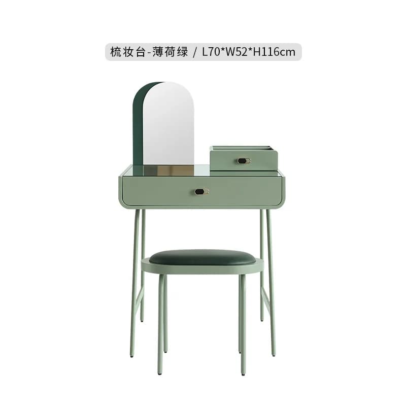 Table de vanité esthétique nordique avec chaise, Mini Table de vanité nordique Kawaii, rangement pou