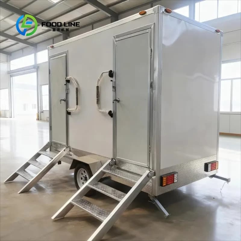 Remorque de salle de bain mobile au design moderne personnalisé, toilettes portables d'extérieur ave