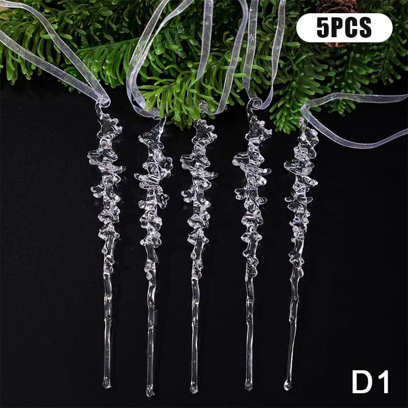 Décorations d'arbre de noël en acrylique transparent, ornements suspendus de noël, flocon de neige e