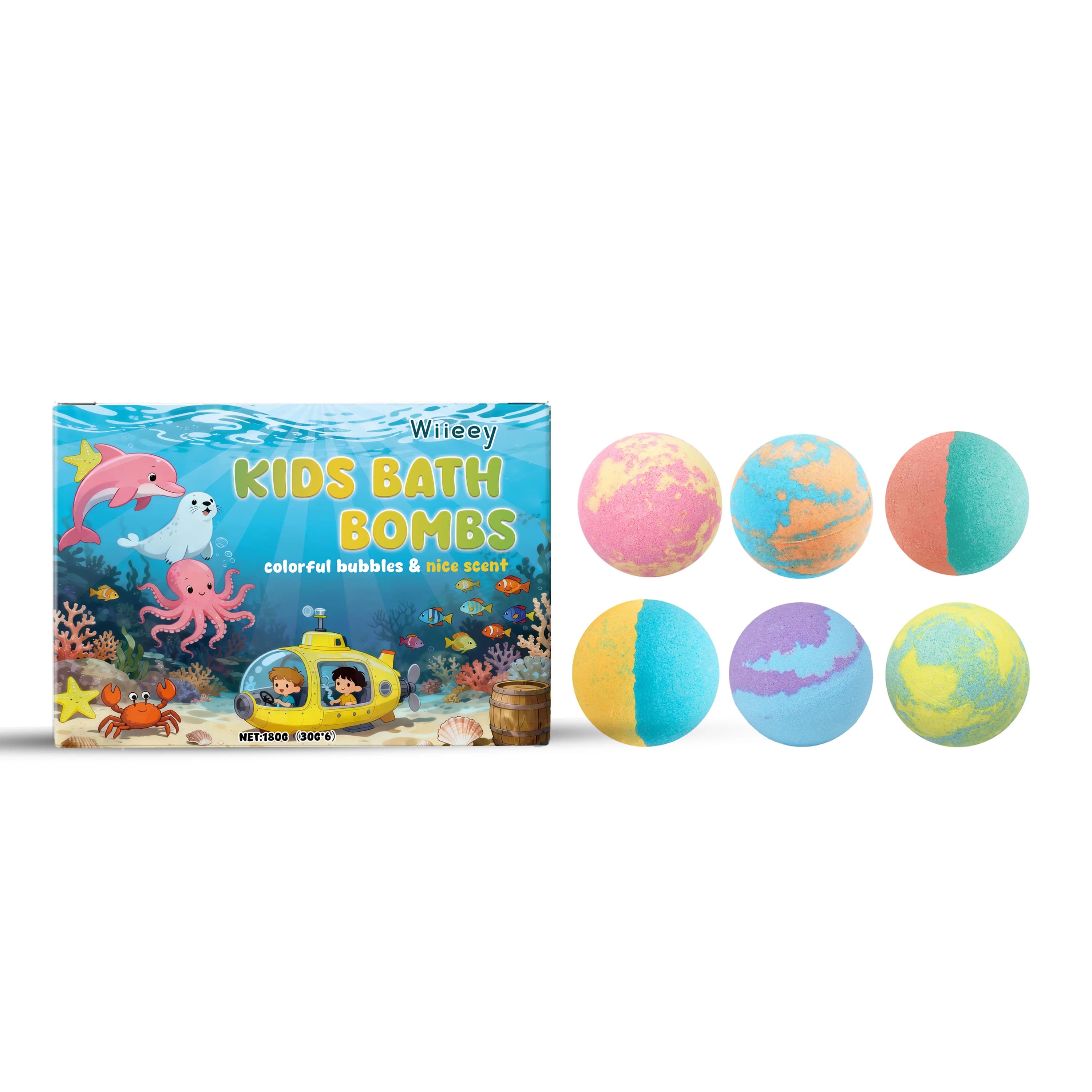 Ensemble de 6/12 bombes de bain bio avec jouets surprise à l'intérieur, thème océan, sels de bain se