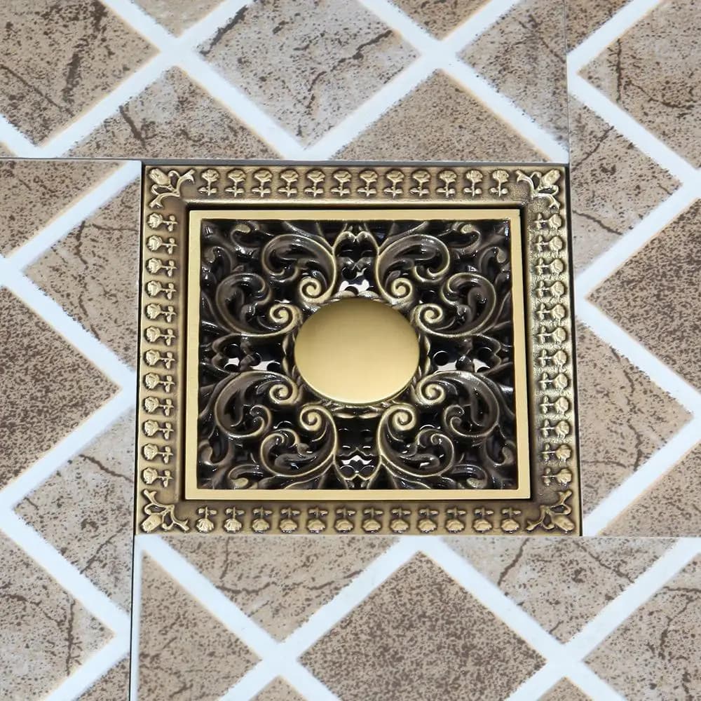 KEMAIDI – grilles à déchets de sol carré de 12cm, pour salle de bain, douche, Drain de sol Antique F