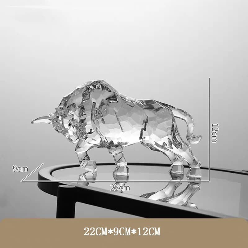 Décor de chambre Animal Ox Sculpture Ornements Acrylique Cristal Artisanat Statue Salon Bureau Décor