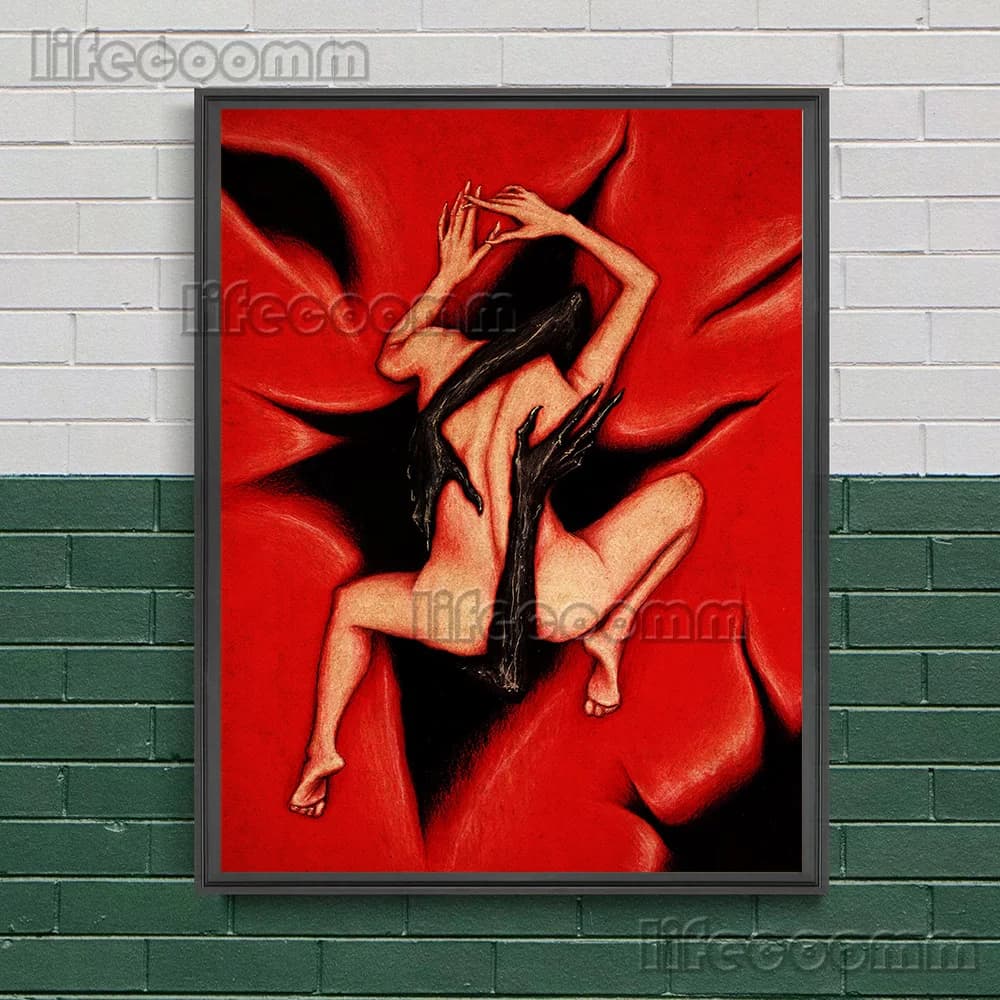 Peinture sur toile d'art mural abstrait, personnes ensorcelées par les forces maléfiques, cadeau pas