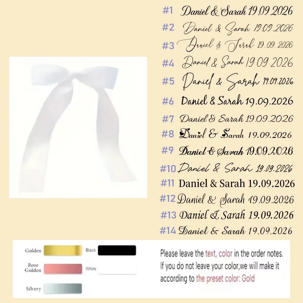 Ruban de décoration de voiture de mariage personnalisé avec votre nom et date, nœud en satin fait ma