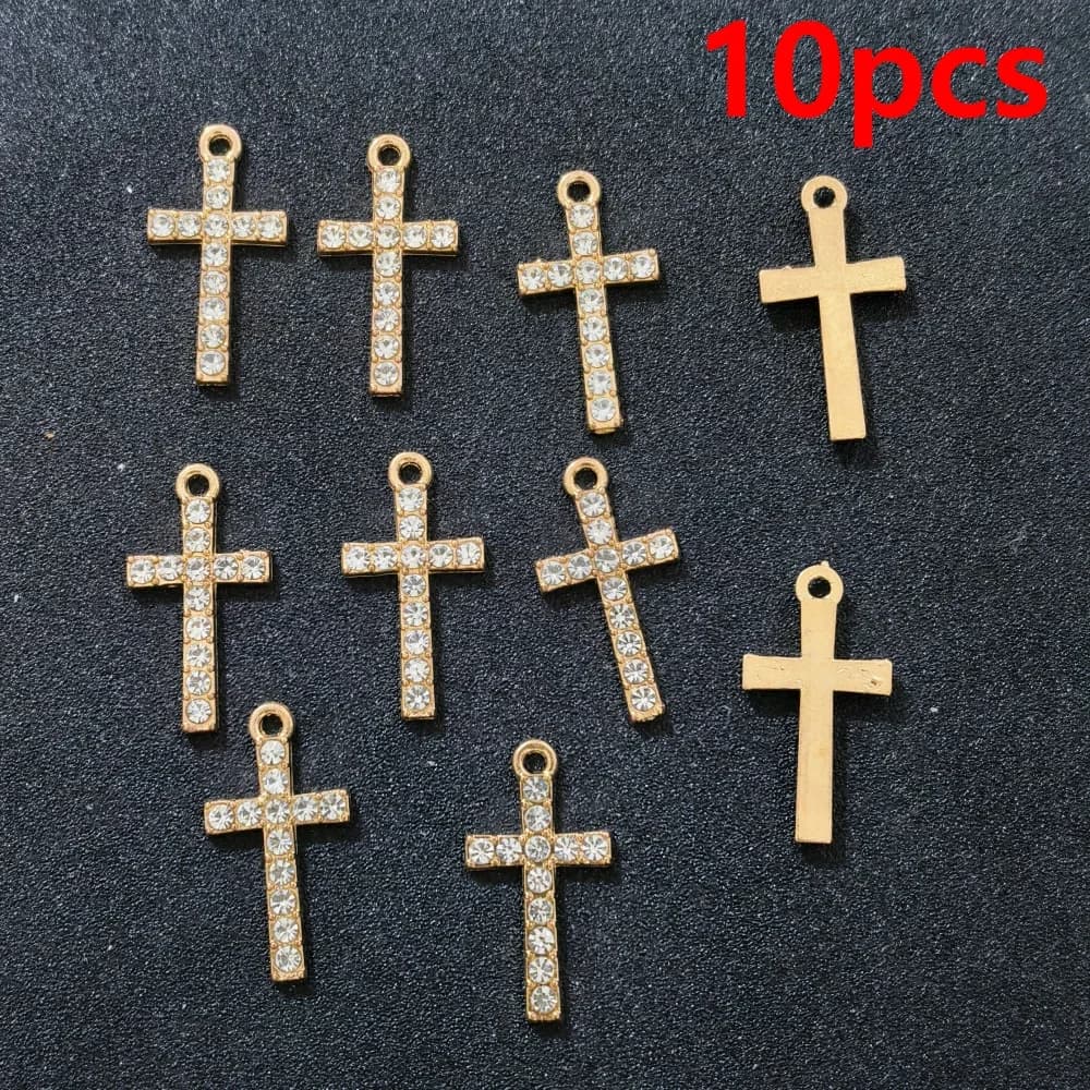Pendentif Croix en Cristal Couleur Argent pour Bracelet, Collier, Breloque DIY, Accessoires de Bijou