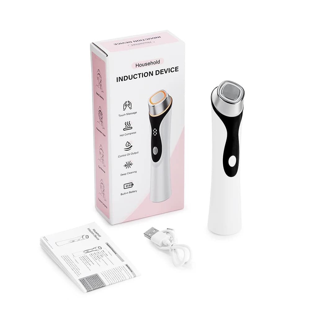 Masseur facial EMS, vibration, compresse chaude, thérapie par lumière LED, instrument de beauté sans