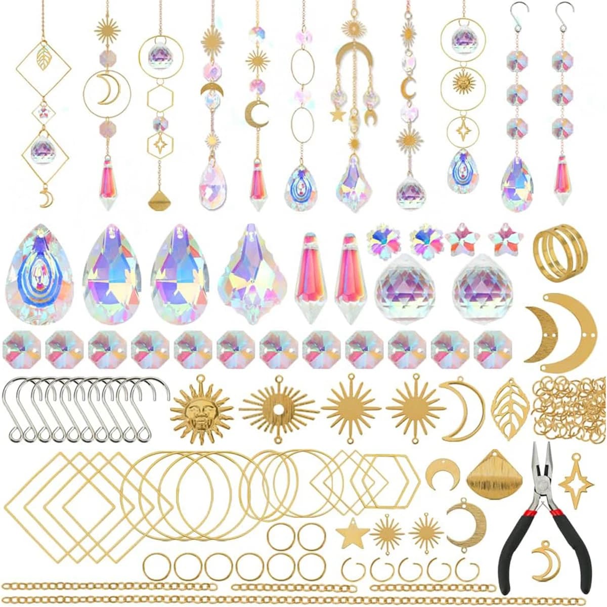 Kits de fabrication de Suncatcher à faire soi-même, fournitures de cristaux colorés pour adultes, Ki