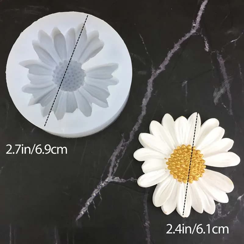 Moule à bougie en Silicone, marguerite, fleur de camomille, cire, savon fait à la main, fabrication