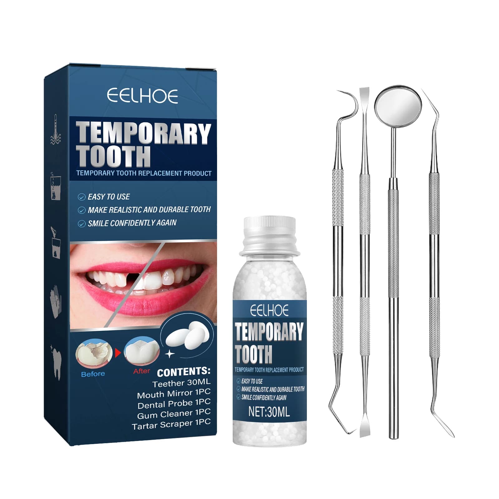 Colle pour prothèse dentaire, ensemble de Modification des dents, remplissage des lacunes entre les 