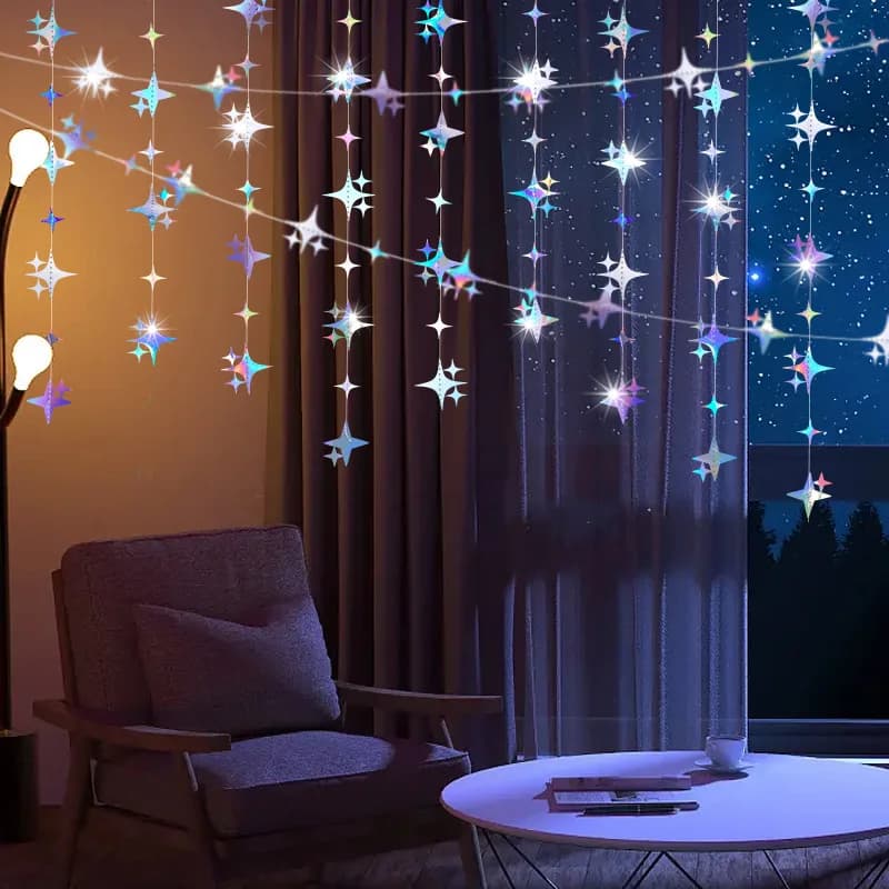 Guirlandes rondes en papier étoiles créatives, 1 pièce, décorations suspendues pour fête d'anniversa