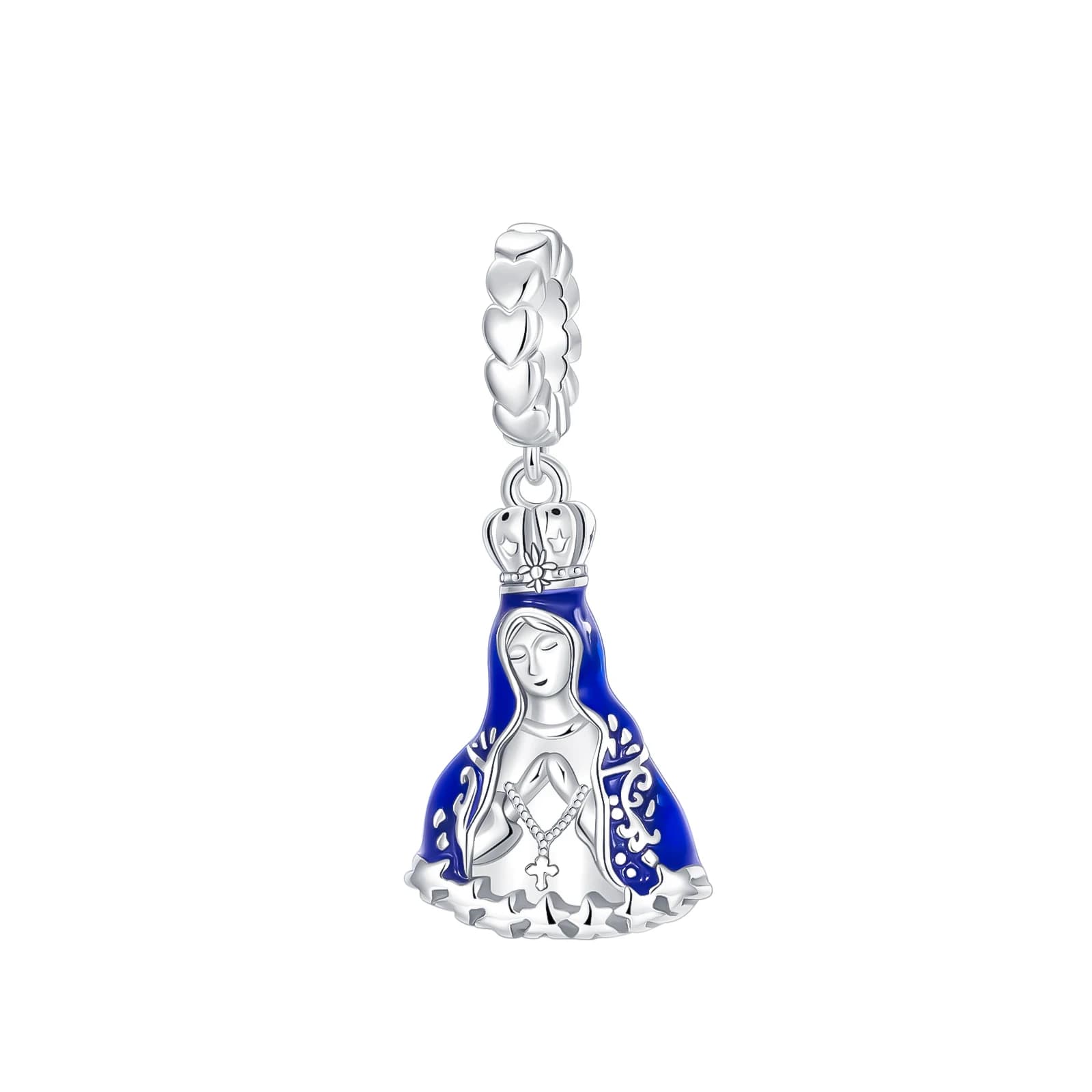 Breloque pendante en argent sterling 925 Notre-Dame de Fatima, émail bleu, pendentif Vierge Marie, c