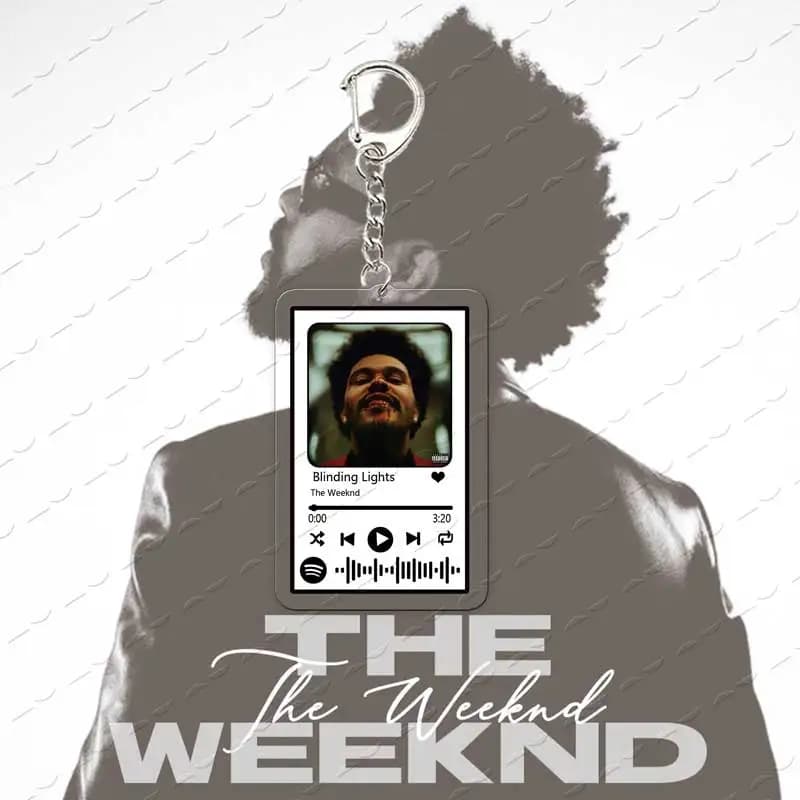 Porte-clés en acrylique The Weeknd, Code de playlist musical Starboy Blinding Lights, Breloque de sa