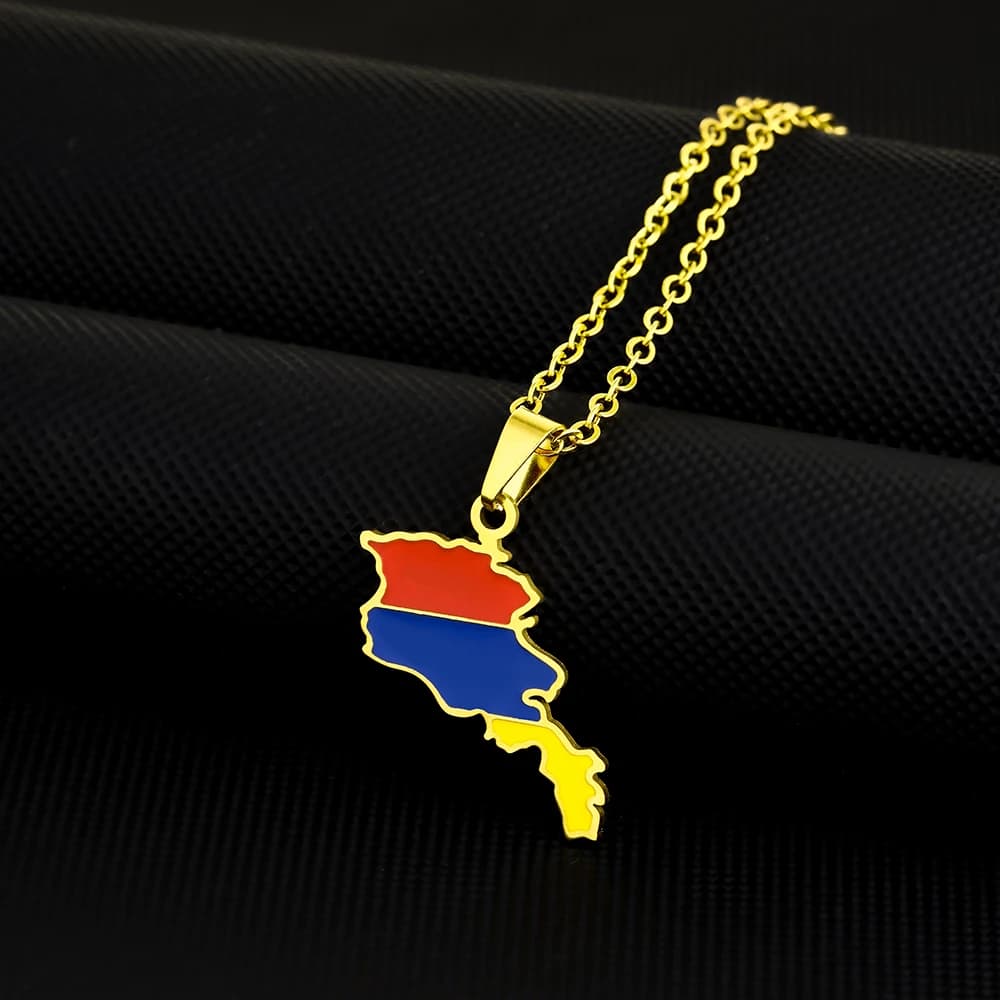 Collier pendentif en acier inoxydable pour hommes et femmes, carte de la République des Élimine la s