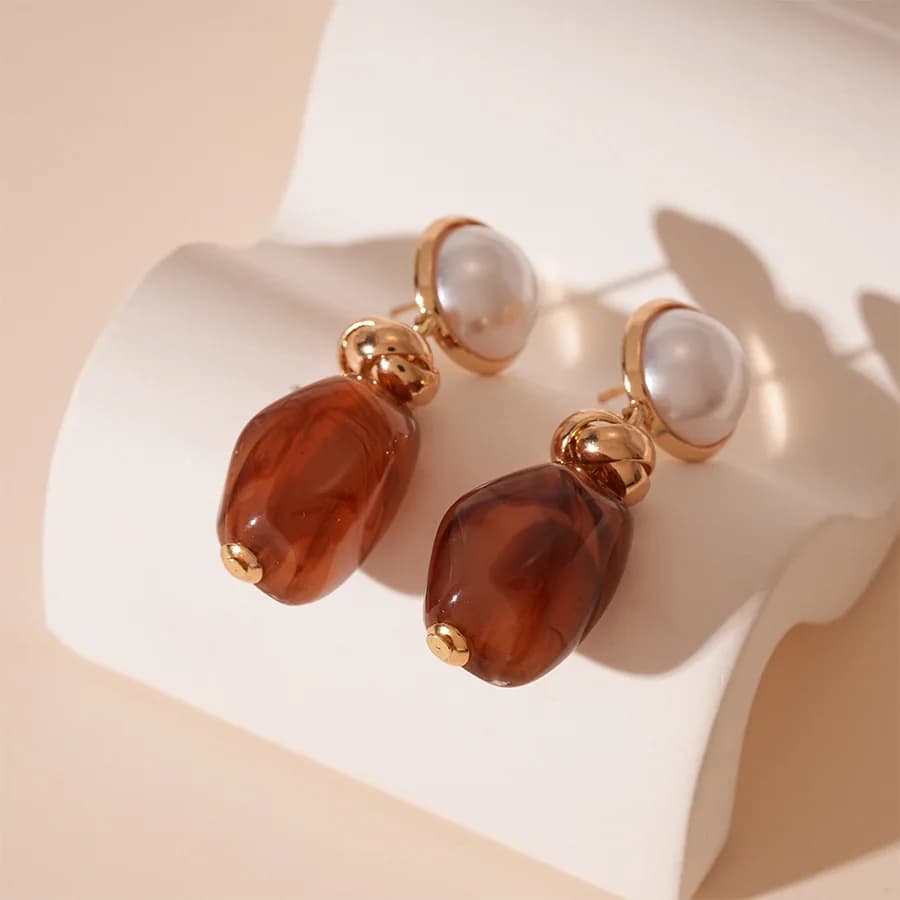 Boucles d'oreilles irrégulières en résine de Style Maillard, bijoux de qualité haut de gamme pour fe