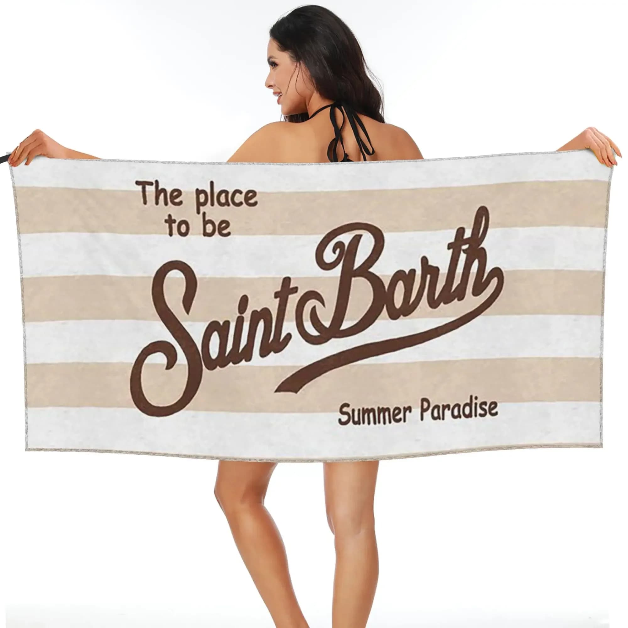 Serviette de plage Saint Barth en microfibre douce, séchage rapide, absorbante, pour la natation