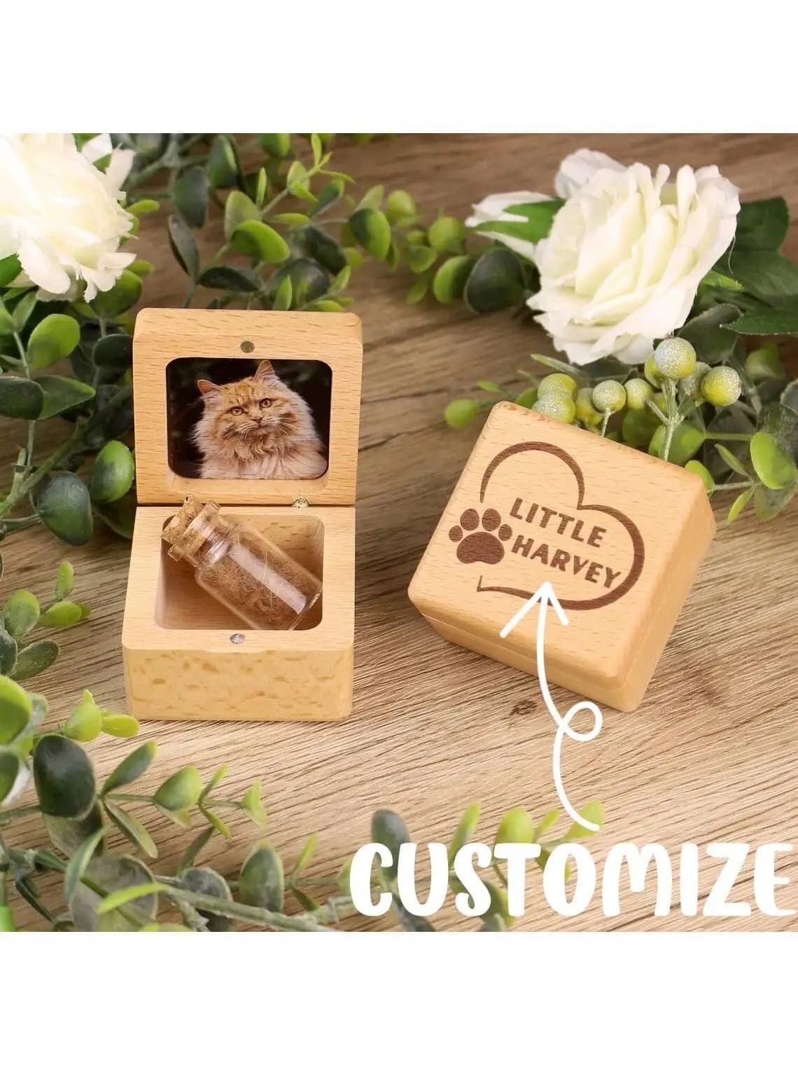 Cadeaux souvenirs personnalisés pour animaux de compagnie, boîte à souvenirs en bois pour poils d'an