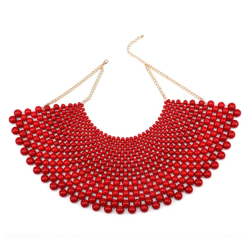 Nouveau collier de perles en plastique exotique exagéré, châle de photographie de mariage, grand col