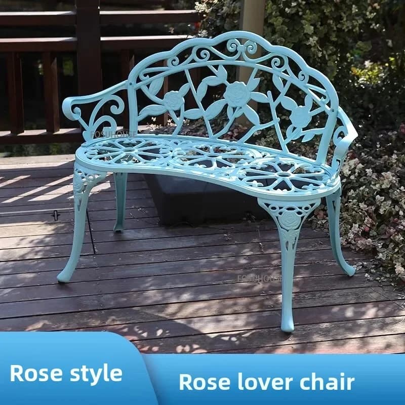 Table et chaises de patio européennes, table et chaises d'extérieur en aluminium moulé, ensembles de