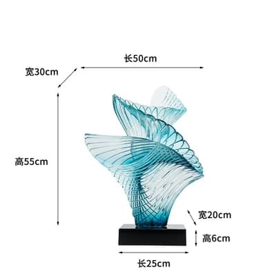 Sculpture abstraite en résine ondulée d'océan, décoration transparente de richesse, pour chambre d'h