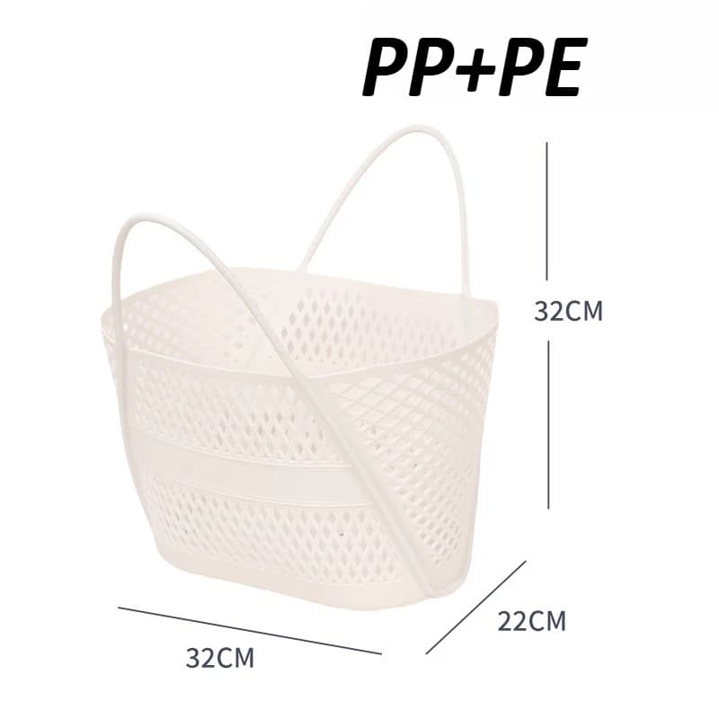 Panier de rangement en PP grande capacité pour salle de bain, design ajouré respirant, avec poignées