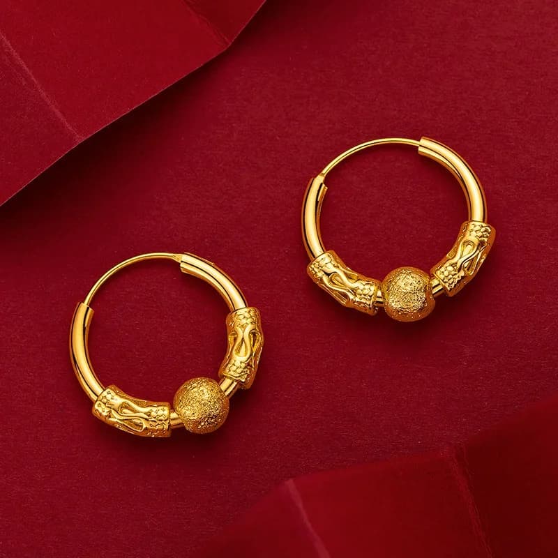 Boucles d'oreilles en perles de couleur or véritable K, bijoux fins, ne se décolore pas, bijoux de f