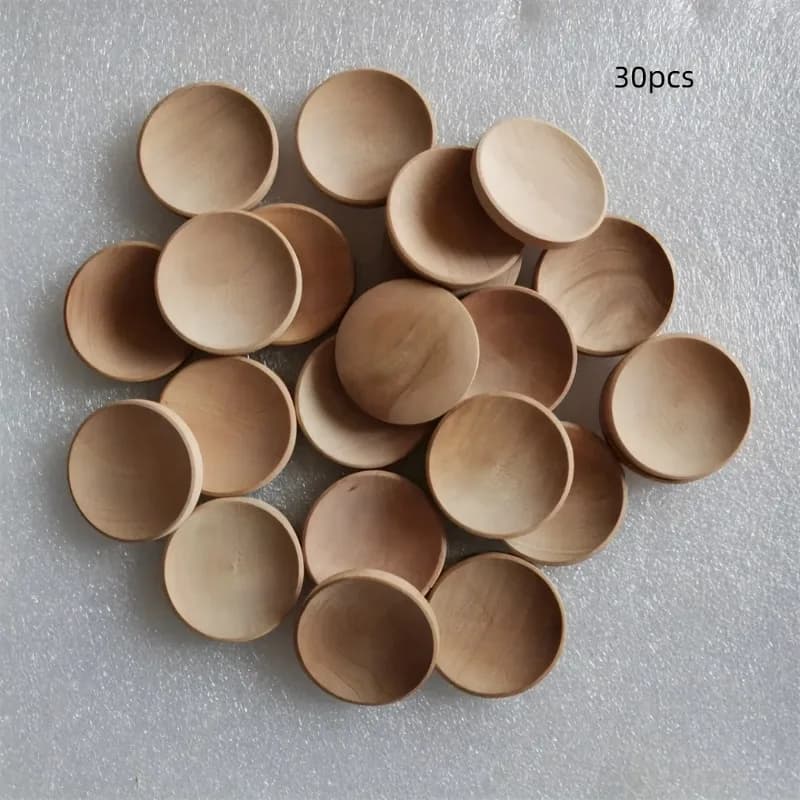30 décorations paysagères en bois rondes de 3,5 x 5 cm avec un côté concave et un côté convexe
