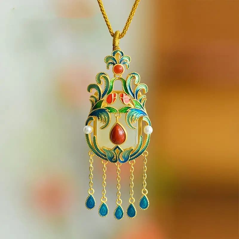 Collier à pampilles en jade naturel Hetian, pendentif de luxe, style court, chaînes glamour vintage,