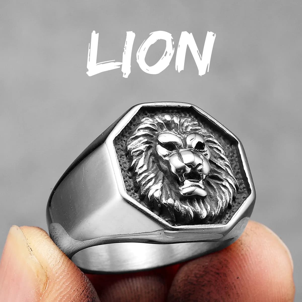Bagues de luxe pour hommes et femmes, roi Lion, animaux, en acier inoxydable, bijoux Vintage Punk Ro
