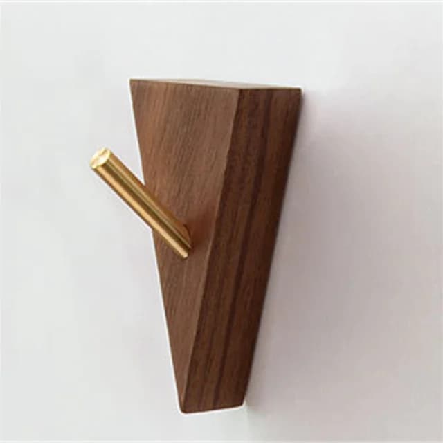 Crochets muraux décoratifs triangulaires en laiton et bois, porte-clés et porte-manteau multifonctio